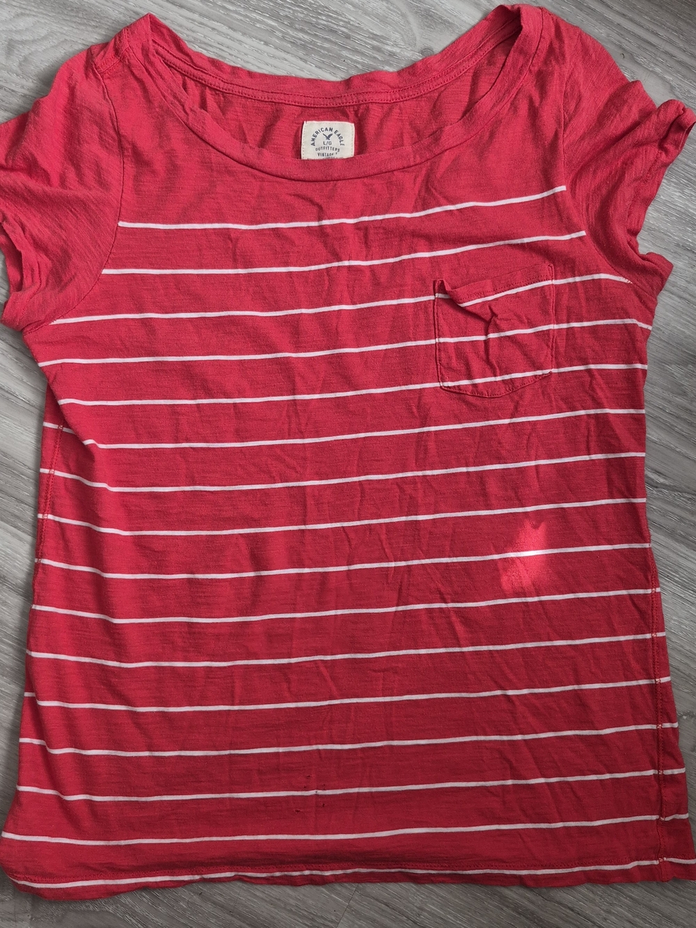 American Eagle Outfitters Hot Pink Striped Short Sleeve Tee